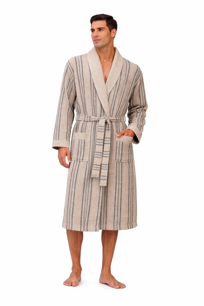 Chalatas vyrams medvilninis, vaflinis - rudas