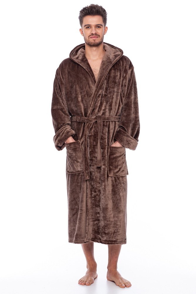 Chalatas kapišonas vyriškas kakavinis