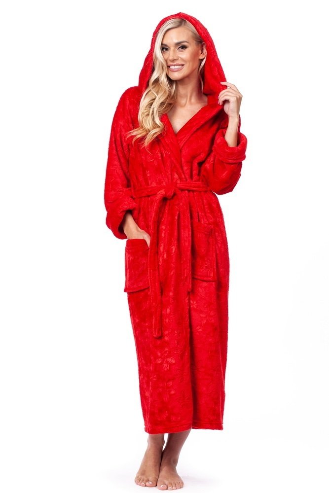 Chalatas moteriškas raudonas spaustas