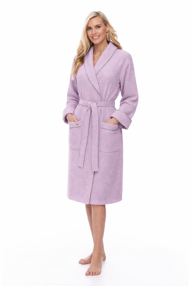 Chalatas moterims medvilninis, vaflinis - violetinis