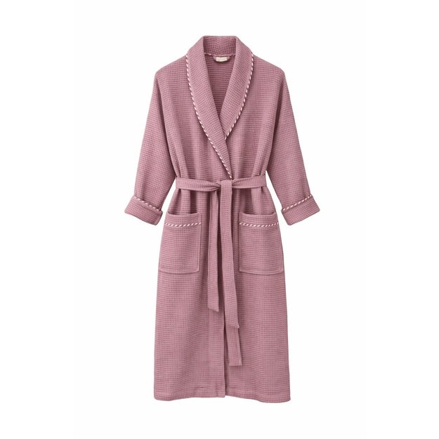 Chalatas moterims medvilninis, vaflinis - pelenų rožė 1