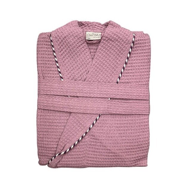 Chalatas moterims medvilninis, vaflinis - pelenų rožė 2