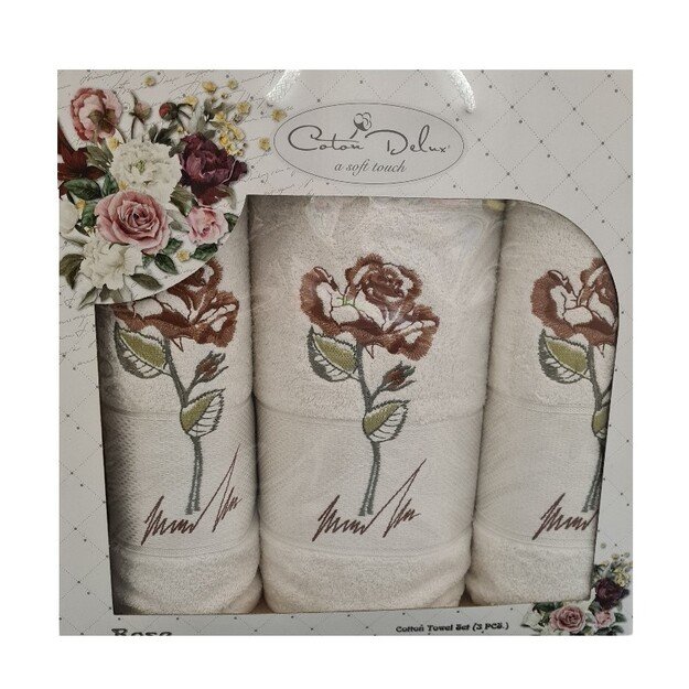 Frotinių rankšluosčių rinkinys Rose, 3 vnt.