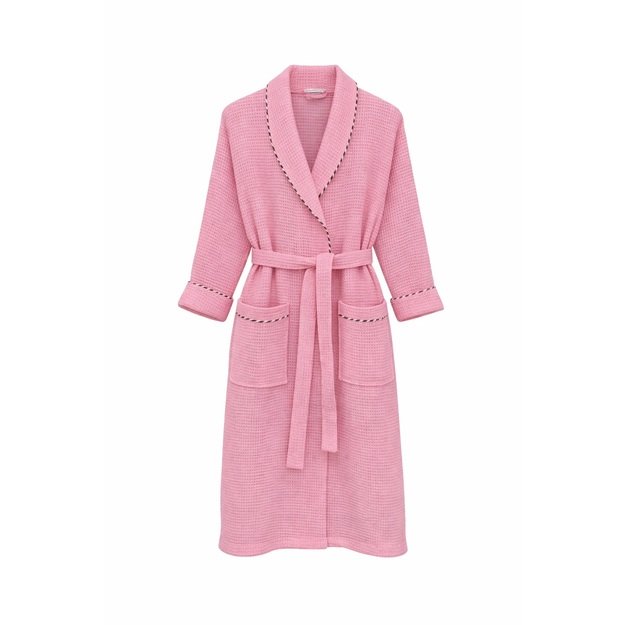 Chalatas moterims medvilninis, vaflinis - rožinis 1