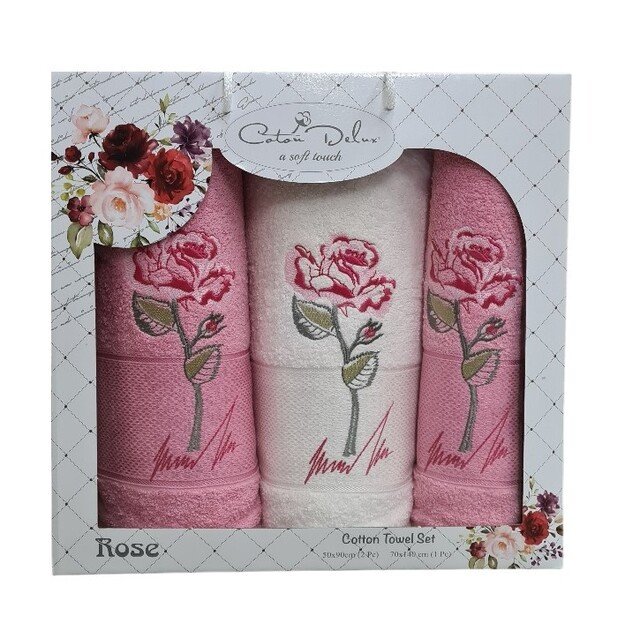 Frotinių rankšluosčių rinkinys Rose, 3 vnt.