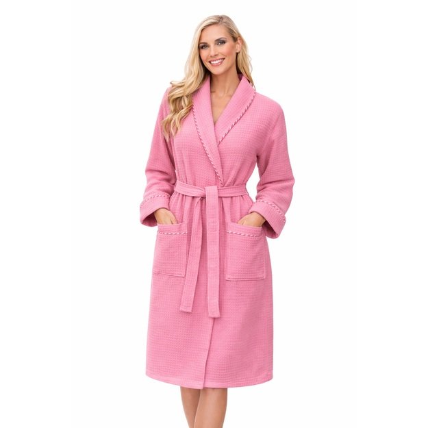 Chalatas moterims medvilninis, vaflinis - rožinis