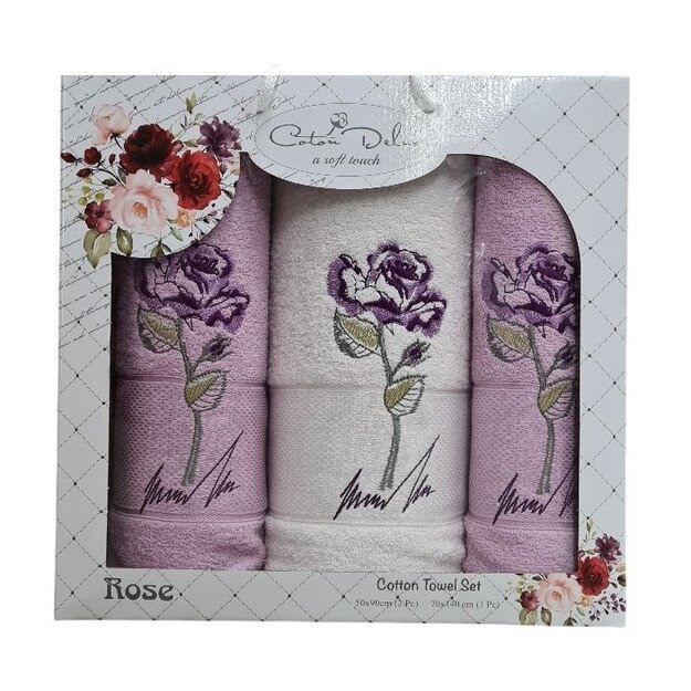 Frotinių rankšluosčių rinkinys Rose, 3 vnt.