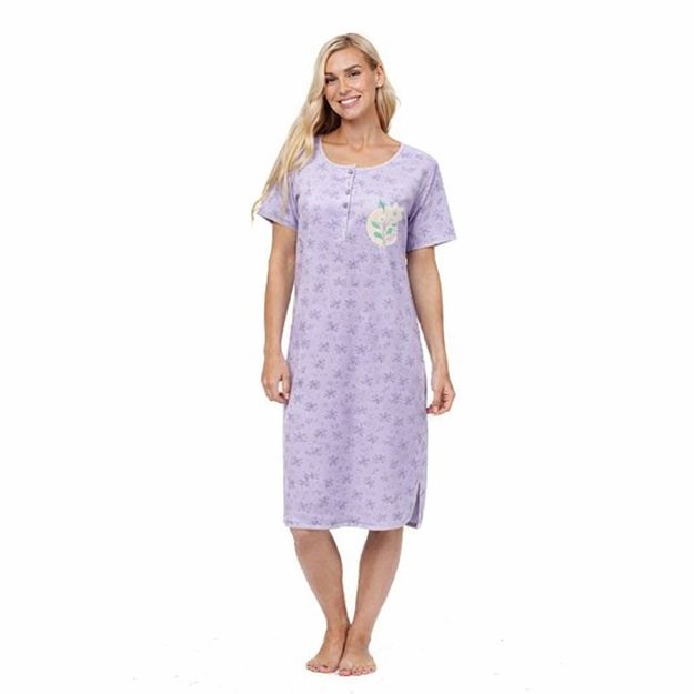 Naktiniai medvilniniai moterims, violetiniai