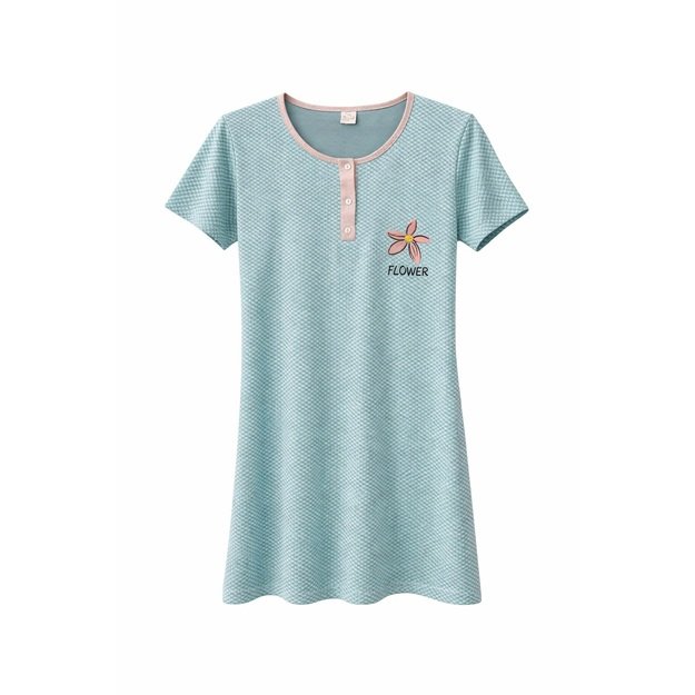 Naktiniai medvilniniai moterims, mėlyni 1