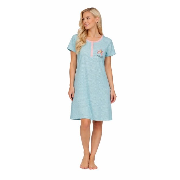Naktiniai medvilniniai moterims, mėlyni