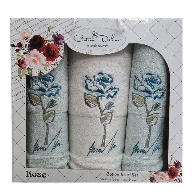 Frotinių rankšluosčių rinkinys Rose, 3 vnt.