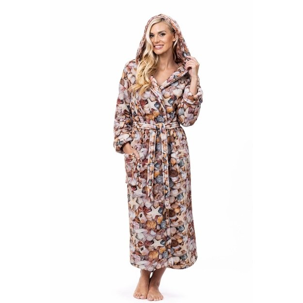 Chalatas su gobtuvu moterims Kriauklės