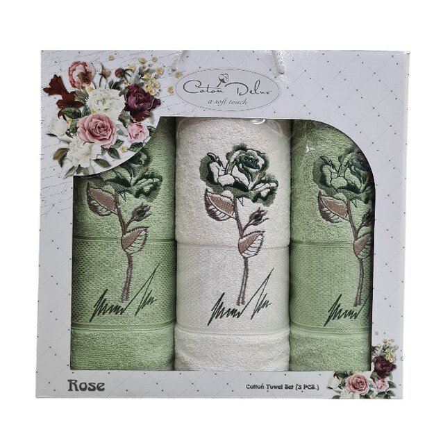 Frotinių rankšluosčių rinkinys Rose, 3 vnt.