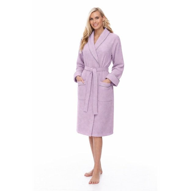 Medvilninis chalatas moterims, violetinis