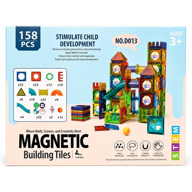 Magnetinis konstruktorius 158 detalių STEM