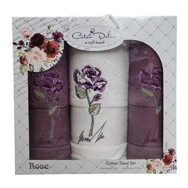 Frotinių rankšluosčių rinkinys Rose, 3 vnt.