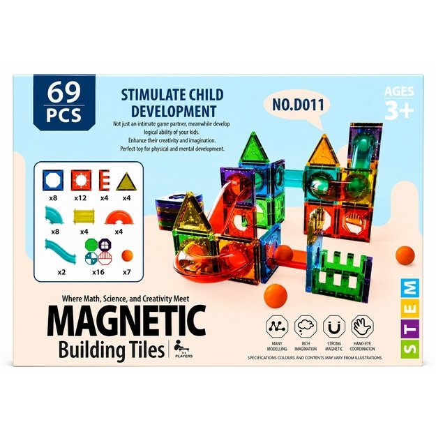 Magnetinis konstruktorius 69 detalių STEM