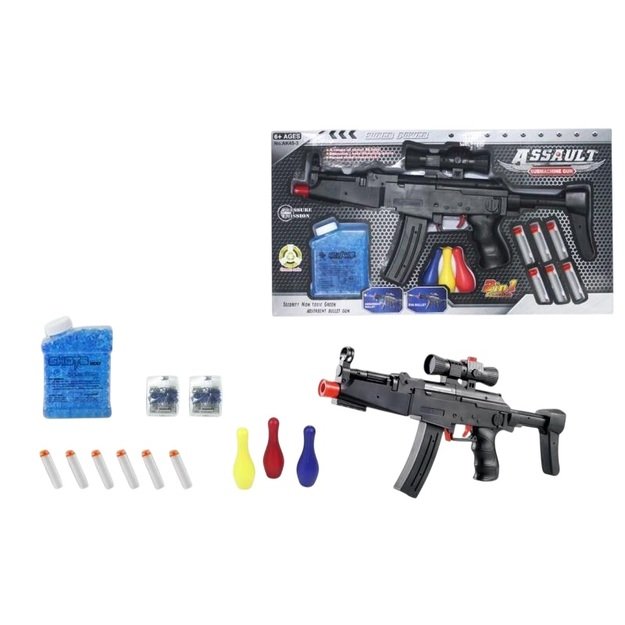 Šautuvas su gelio kamuoliukais ir putplasčio šoviniais  Šautuvas su gelio kamuoliukais ir putplasčio šoviniais