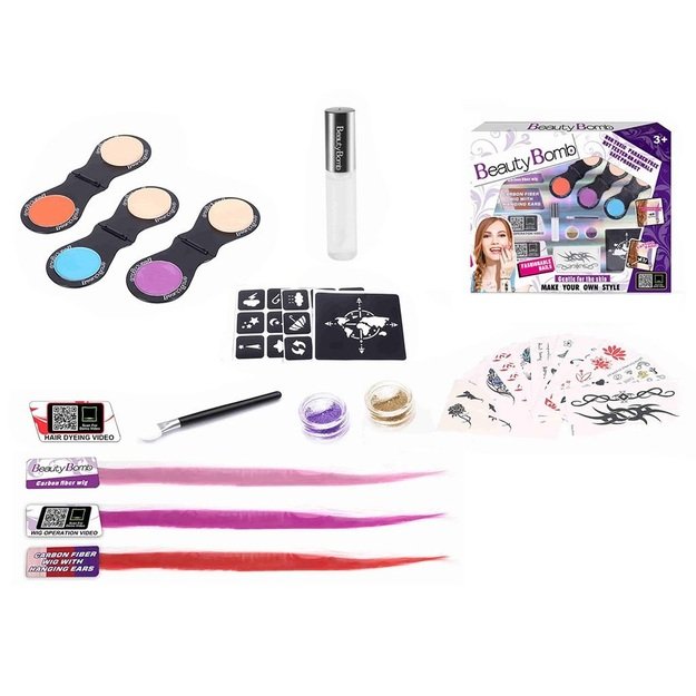 Vaikiškų tatuiruočių su plaukų sruogelėmis gaminimo rinkinys 