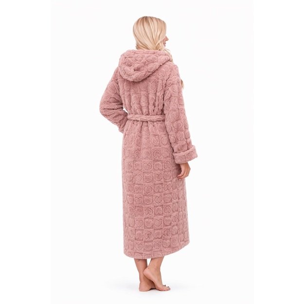 Chalatas su kapišonu moterims, šviesiai rožinis 1