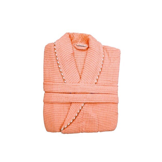 Chalatas moterims medvilninis, vaflinis - oranžinis 2