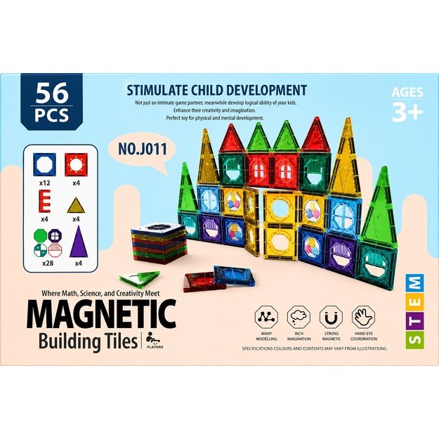 Magnetinis konstruktorius 56 detalių STEM