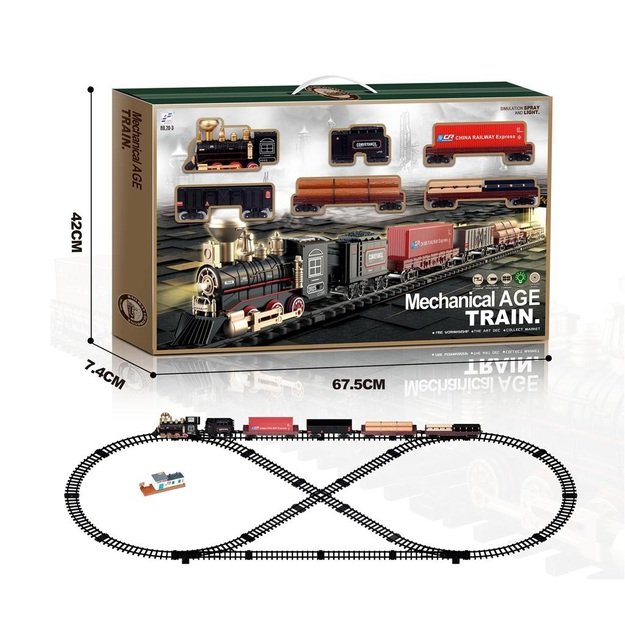 Traukinys su garsais ir rūkstančiais garais Traukinys su garsais ir rūkstančiais garais