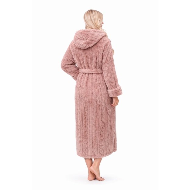 Chalatas su kapišonu moterims, šviesiai rožinis 1