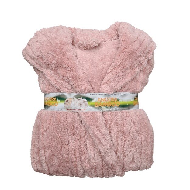 Chalatas su kapišonu moterims, šviesiai rožinis 2